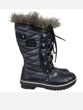 Sorel Torino  II Waterproof Winter Boot Faux Fur Cuff Lace Front Black Size 5